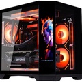Gabinete Gamer Aquário Kmex Cg-02Kv Ângulo, Sem Fonte, Sem Fan, Lateral De Vidro, Com Monitor Dynamic, Preto