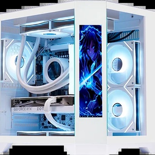 Gabinete Gamer Aquário Kmex Cg-W2Kv Ângulo, Sem Fonte, Sem Fan, Lateral De Vidro, Com Monitor Dynamic, Branco