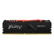 Miniatura de Memória Desktop Ddr4 08Gb/3200 Mhz Kingston Fury Beast, Rgb, Cl 16, 1.35V, Kf432C16Bba-8, Preta