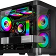 Miniatura de Gabinete Gamer Kmex Cg-01ag Aqua Curva, Sem Fonte, Sem Fan, Lateral De Vidro, Preto