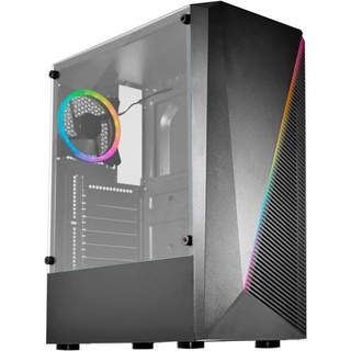 Gabinete Gamer Kmex Cg-02W5 Demon I, Sem Fonte, Sem Fan, Led Argb, Preto, Lateral De Vidro