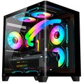 Gabinete Gamer Aquário Kmex Cg-L4Re Curva Micro, Sem Fonte, Sem Fan, Lateral De Vidro, Preto