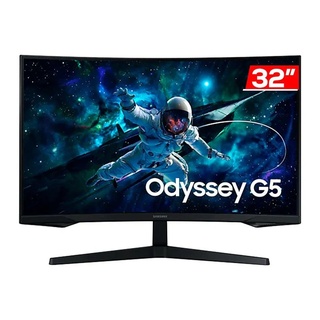 Monitor Gamer Led 32", 165Hz, 1Ms, Samsung Curvo Odyssey G5 Ls32Cg552Elmzd, Va, Qhd, Dp, Hdmi, Vesa, Preto