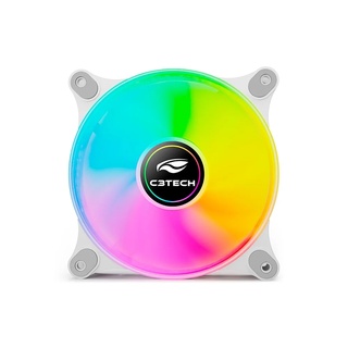 Cooler Fan Rgb C3Tech F9-L160Whrgb, Conector Molex, Led, 120X120X25 Mm, Branco