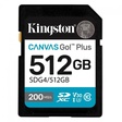 Imagem 1 de Cartão de Memória 512 Gb Kingston Canvas Go Plus, Sd, Classe 10, V30, Sdg4/512Gb