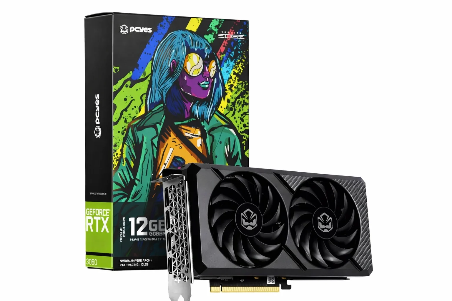 Placa De Vídeo Geforce Ddr6 12Gb/192 Bits Rtx 3060 Pcyes Projeto Edge, 2 Fans, Dp, Hdmi, Pgs3060Pe2F