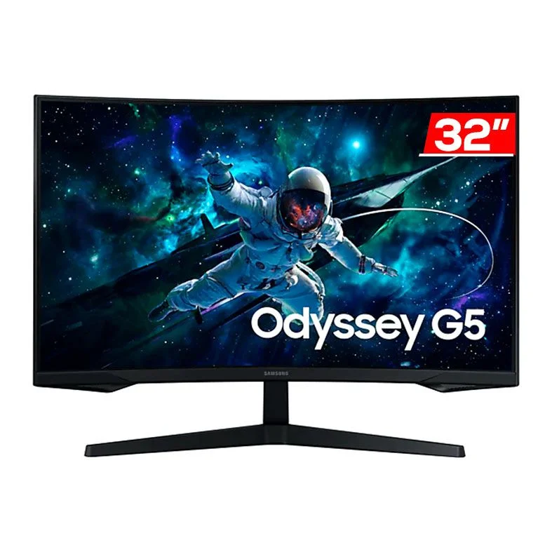 Monitor Gamer Led 32", 165Hz, 1Ms, Samsung Curvo Odyssey G5 Ls32Cg552Elmzd, Va, Qhd, Dp, Hdmi, Vesa, Preto