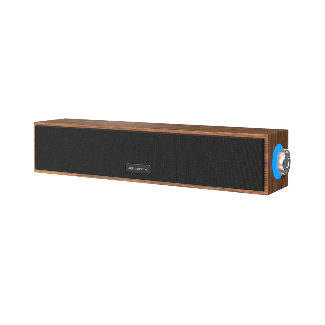 Soundbar C3tech Sb-30Bw, Áudio 2.0, 3Watts x2, P2 + Usb, Marrom