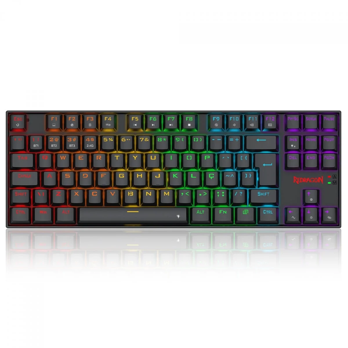 Teclado Gamer Usb Mecânico Redragon Kumara Elite, Preto, Switch Brown, Rgb, Wi-fi, Bt, Usb-C, Abnt2, K552-Krs