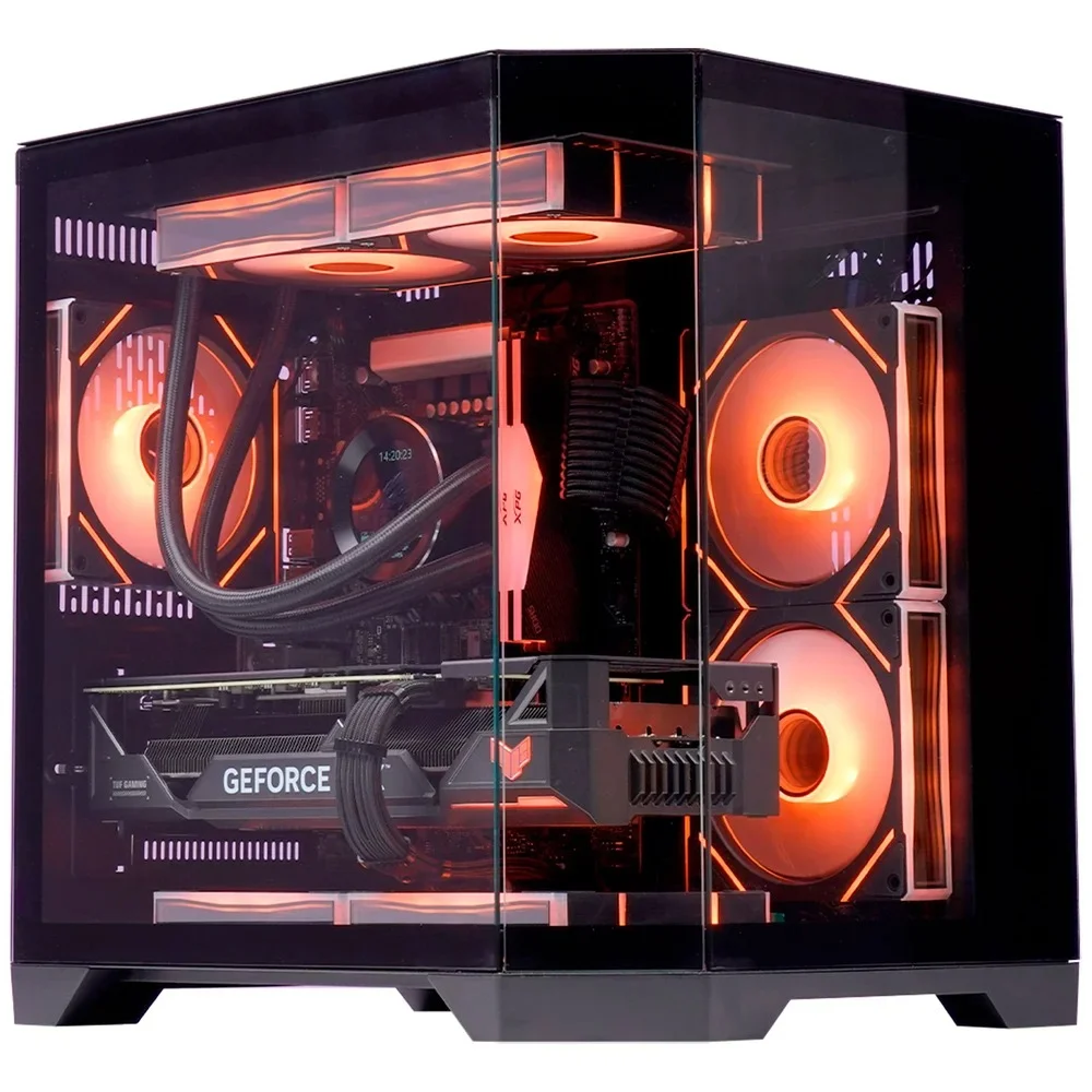 OPENBOX - Gabinete Gamer Aquário Kmex Cg-01Kv Angulo, Sem Fonte, Sem Fan, Lateral De Vidro, Preto