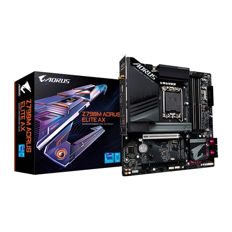 Placa Mãe 1700 12ª, 13ª, 14ª Geração Gigabyte Z790M Aorus Elite Ax, Ddr5 192Gb, Wifi, Dp, Hdmi, M2/Nvme, Preta