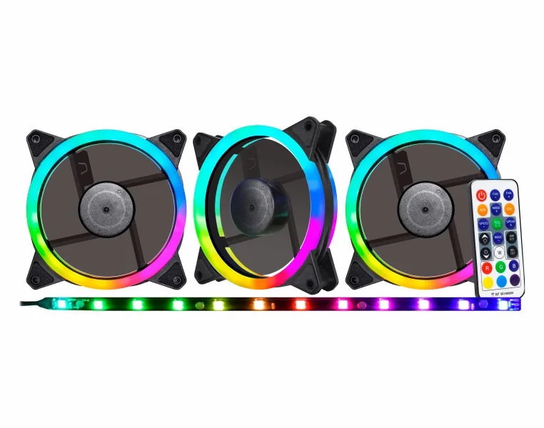 Kit Fan Cooler Argb, Kmex Aaea, 3 Fans 120 Mm + Cont Remoto, Aaeak136Apqkb0X, Preto