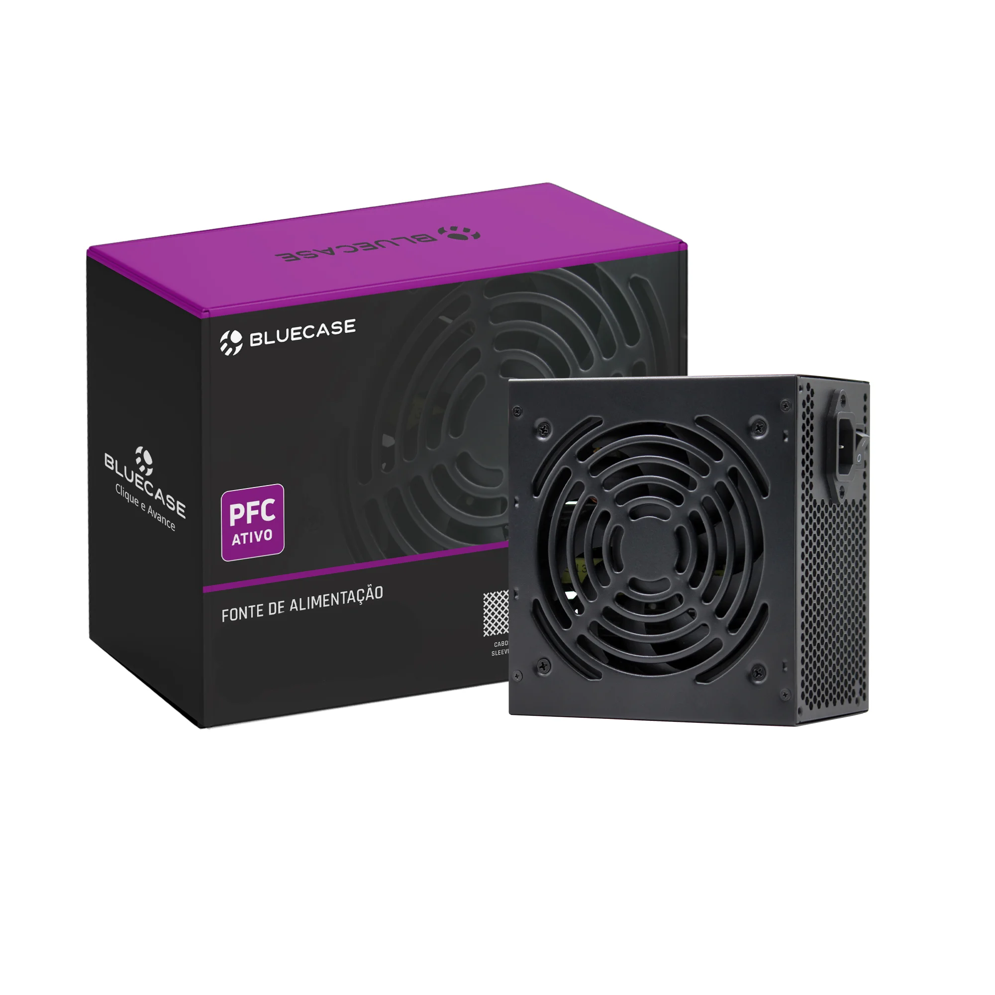 Fonte Atx 0500 W Bluecase, Blu500-Pfcps2Bx, Pfc Ativo, Com Cabo, Com Caixa, Preta, Bccpfc