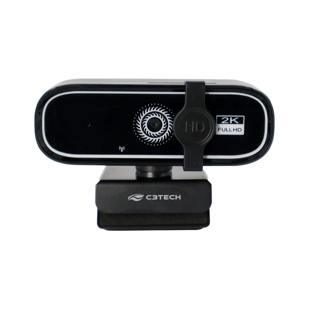 Webcam C3Tech Wb-200Bk, 2K, 2560P, 5 Mega, Preta