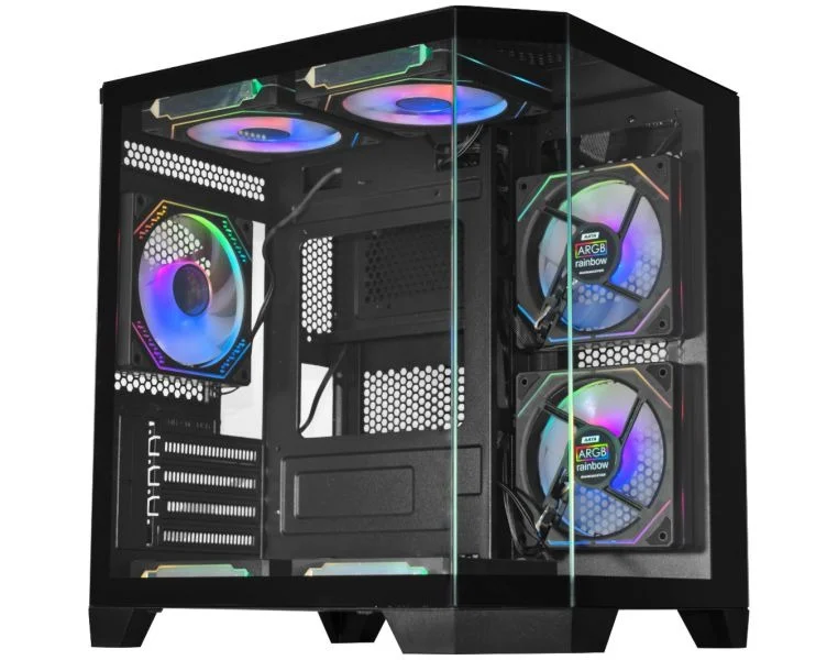 Gabinete Gamer Kmex Cg-0620 Visão Ângulo, Sem Fonte, Sem Fan, Lateral De Vidro, Preto