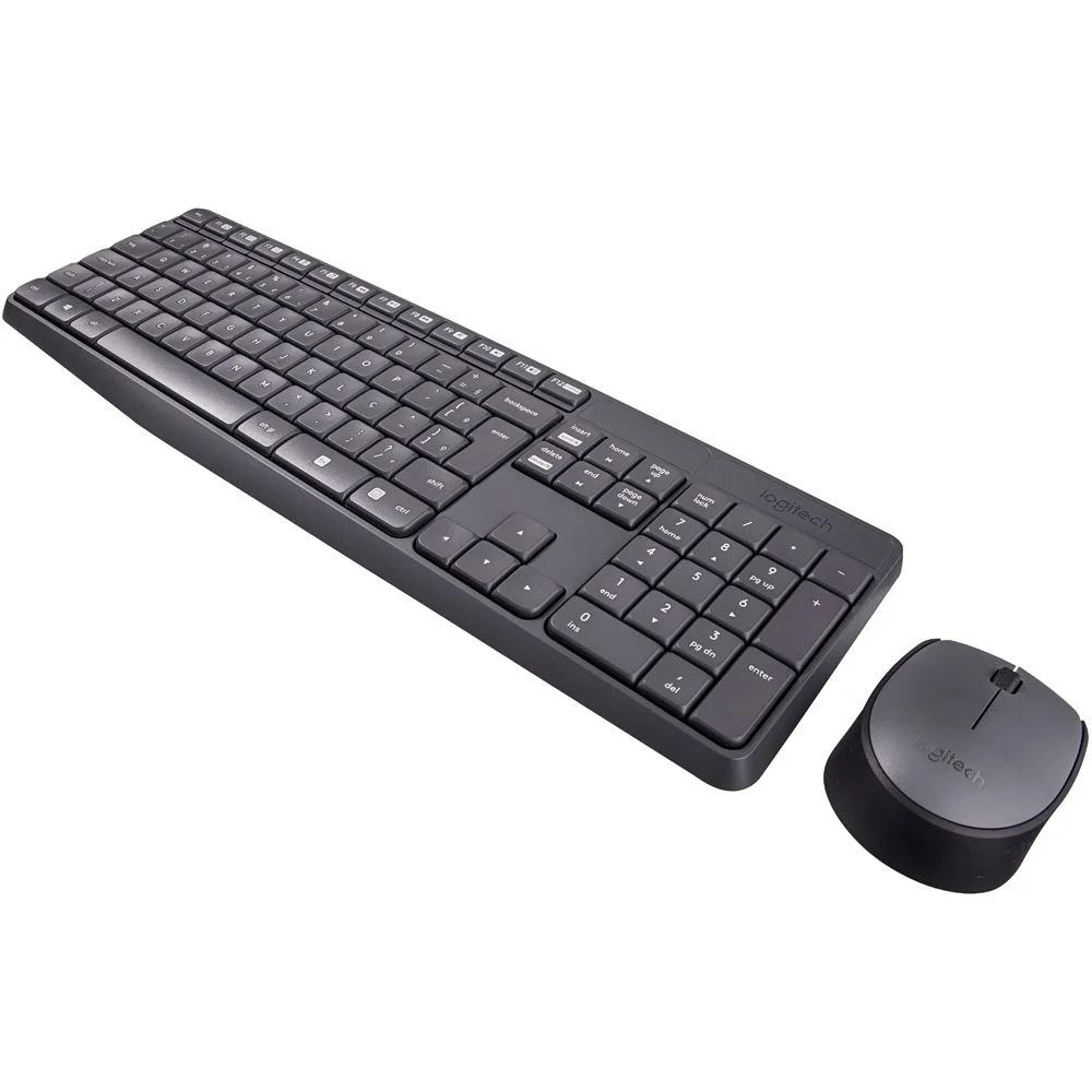 Kit Teclado E Mouse Sem Fio Logitech Mk235, Resistente À Água, Cinza, Abnt2, 920-007903