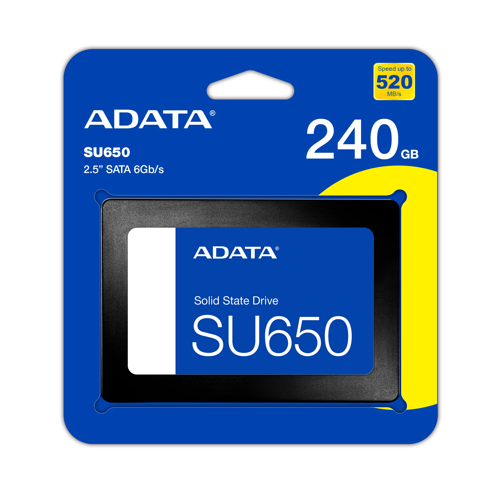 Ssd Sata3 240 Gb Adata Asu650Ss-240Gt-R, Lê: 520 Mb/S, Grava: 450 Mb/S