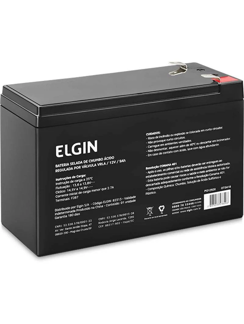 Bateria Selada Chumbo Elgin Nobreak 12V x 9Ah