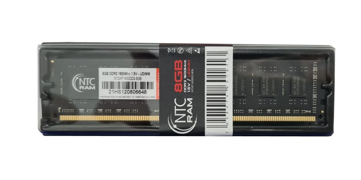 Memória Desktop Ddr3 08Gb/1600 Mhz Ntc, 1.5V, Ntckf1600Dd3-8Gb, Preta