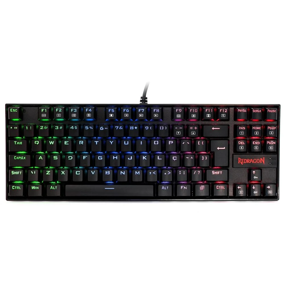 Teclado Gamer Usb Mecânico Redragon Kumara, Preto, Switch Red, Rgb, Abnt2, K552-Rgb-1