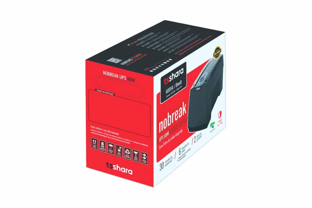Nobreak 0600 Va Tsshara Ups Mini 4568, 1Bs, Entrada: Bivolt, Saída: 115 V, 6 Tomadas, 10 Ah