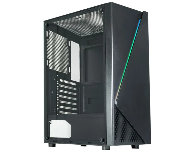 Gabinete Gamer Kmex Cg-11C5 Demon, Sem Fonte, Sem Fan, Led Rgb, Preto, Lateral De Vidro