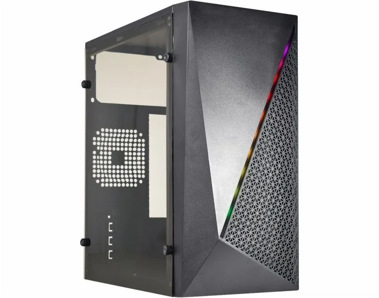 Gabinete Gamer Kmex Cg-15Nx Micro, Sem Fonte, Sem Fan, Led Rgb, Lateral De Acrilico, Preto