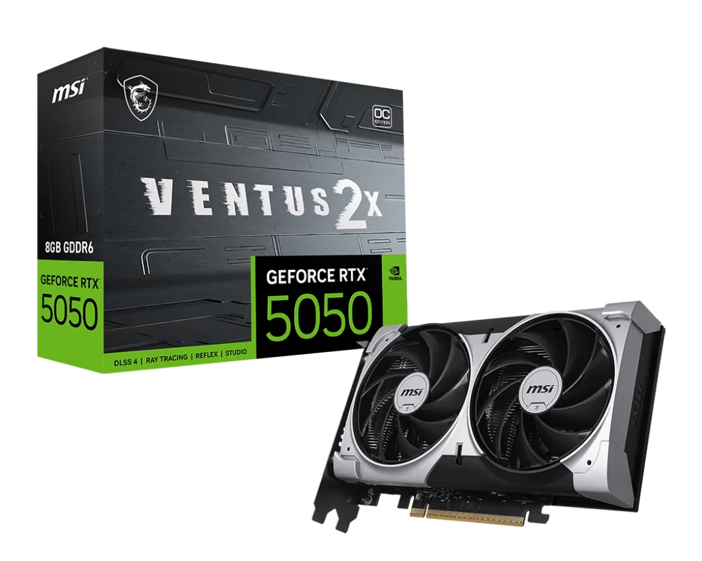 Placa De Vídeo Geforce Ddr6 08Gb/128 Bits Rtx 5050 Msi, Ventus 2X Oc, 2 Fans, Dp, Hdmi, 912-V538-010, Preta