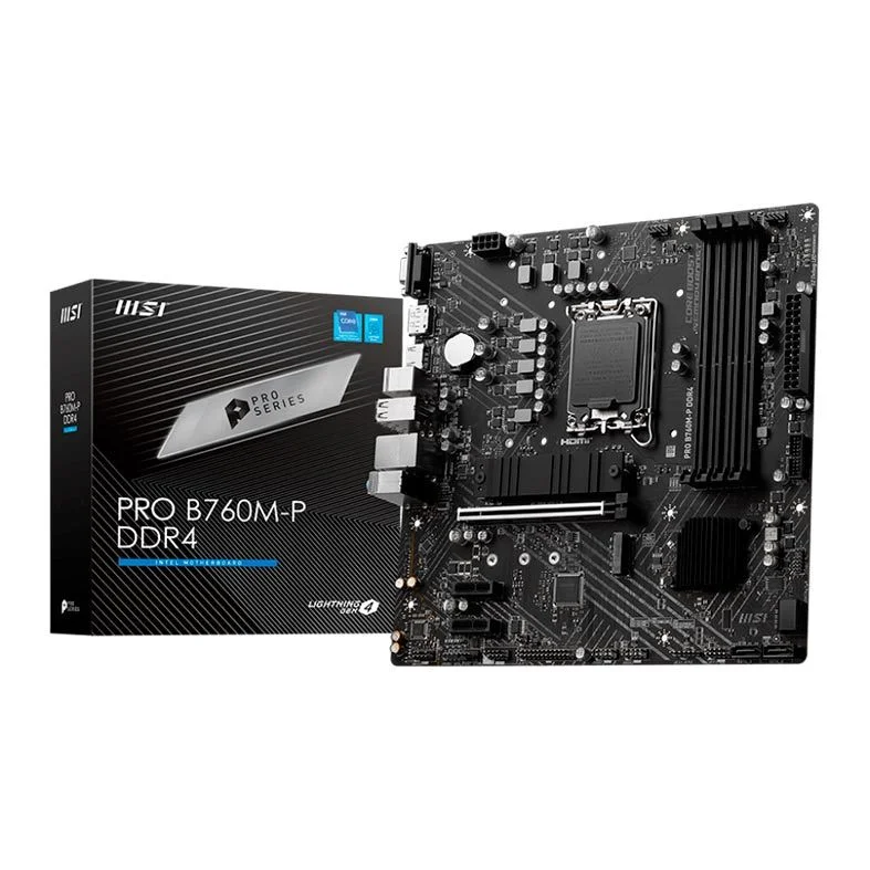 Placa Mãe 1700 12ª, 13ª, 14ª Geração Msi Pro B760M-P, Ddr4 128Gb, Dp, Hdmi, Vga, Usb 3.2, M2/Nvme, Preta