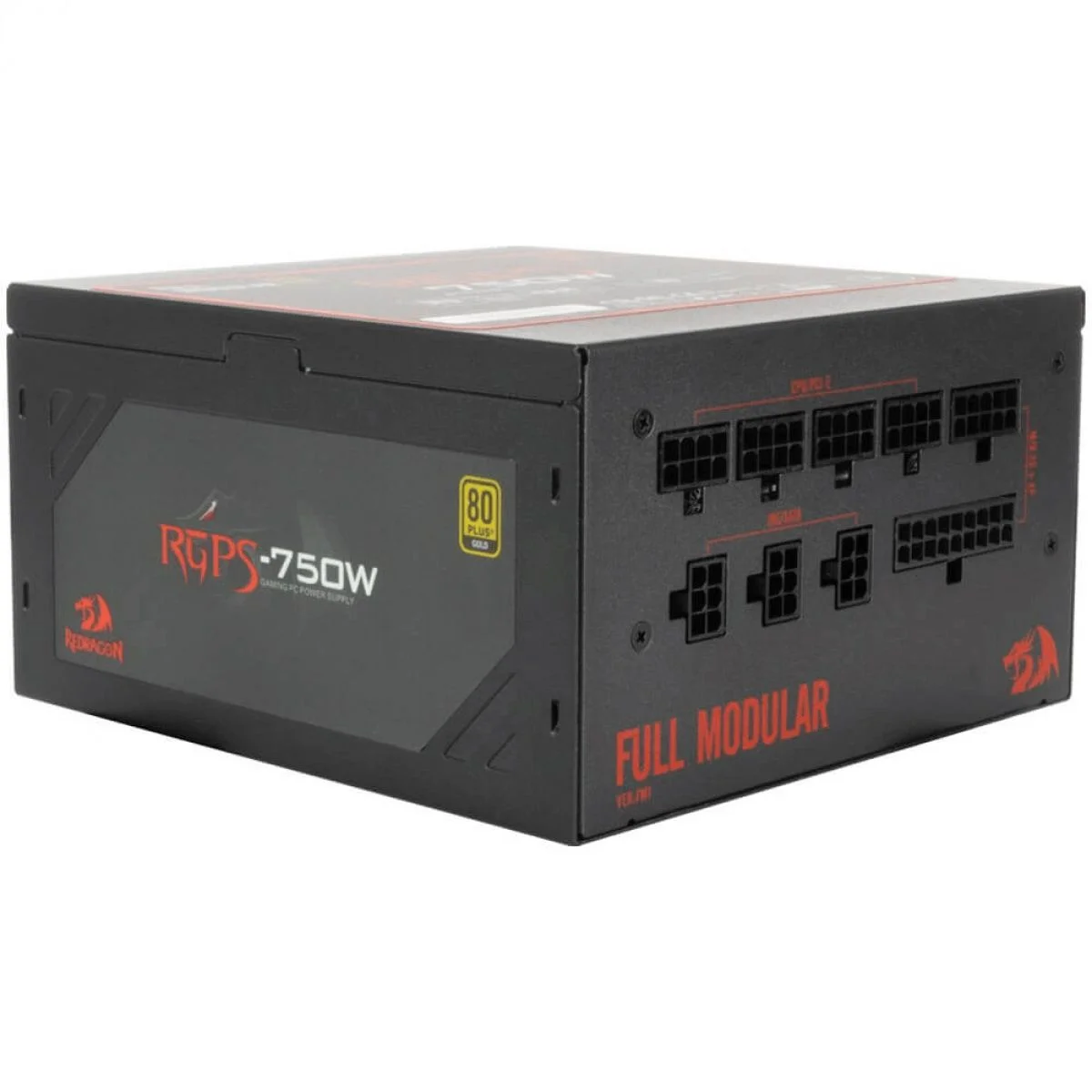 Fonte Atx 0750 W Redragon Rgps-750W, 80 Plus Gold, Totalmente Modular, Pfc Ativo, Preta