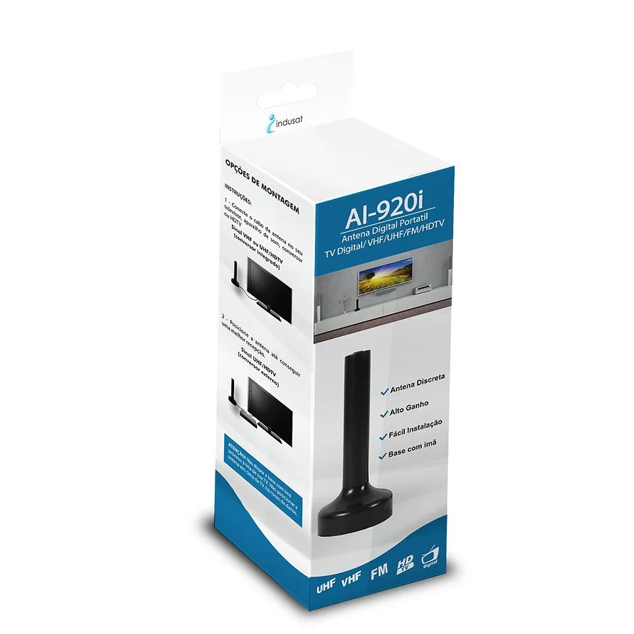 Antena Tv Interna Digital Indusat, Al-920I, 1.5 Metro, Preta