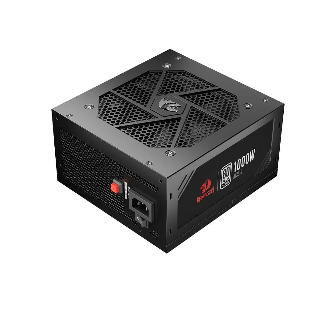 Fonte Atx 1000 W Redragon Gc-Ps017 V2, 80 Plus Platinum, Totalmente Modular, Pfc Ativo, Sem Cabo, Preta