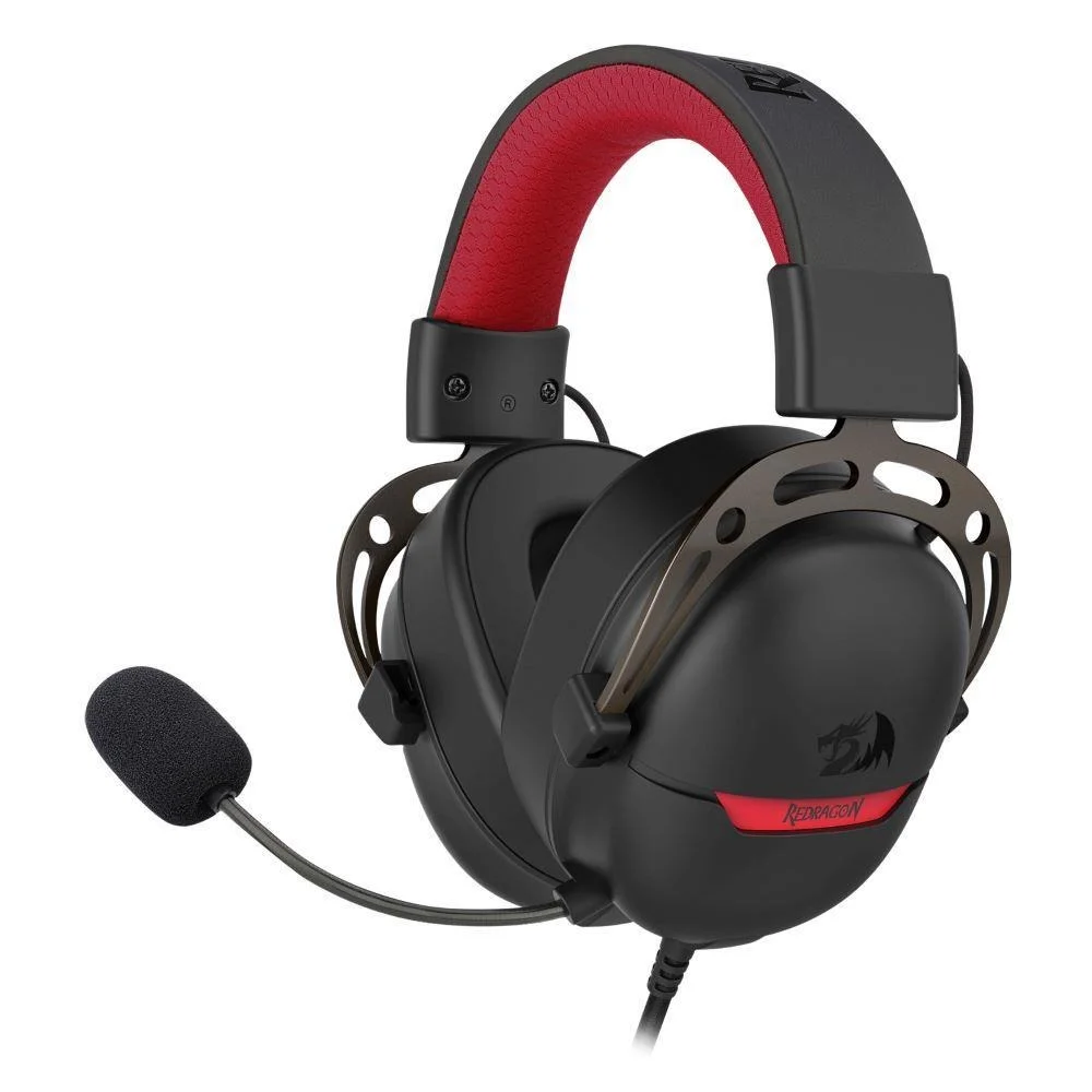 Headset Gamer Redragon Aurora H376Br, Usb, 7.1, Preto com Vermelho