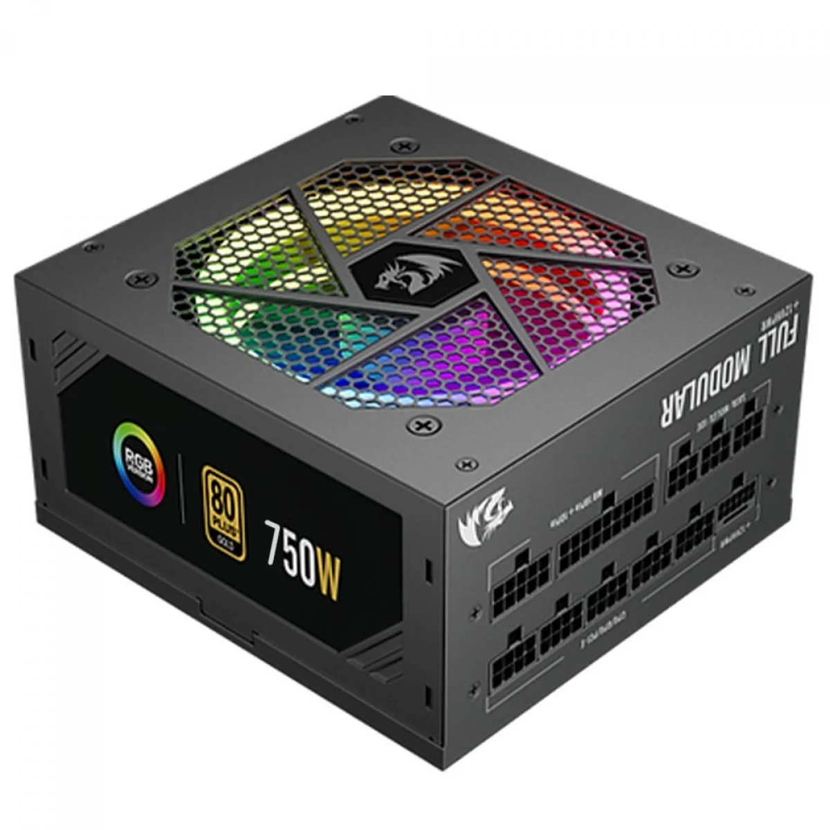 Fonte Atx 0750 W Redragon Gc-Ps006-1, Rgb, 80 Plus Gold, Pfc Ativo, Sem Cabo, Preta