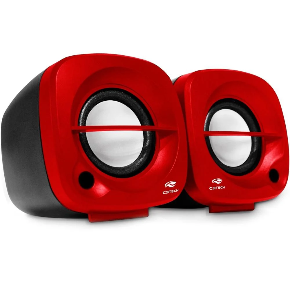 Caixa De Som C3Tech Sp-303Rd, Vermelha, 3 Watts Rms, Áudio 20, P2, Usb, Controle De Volume
